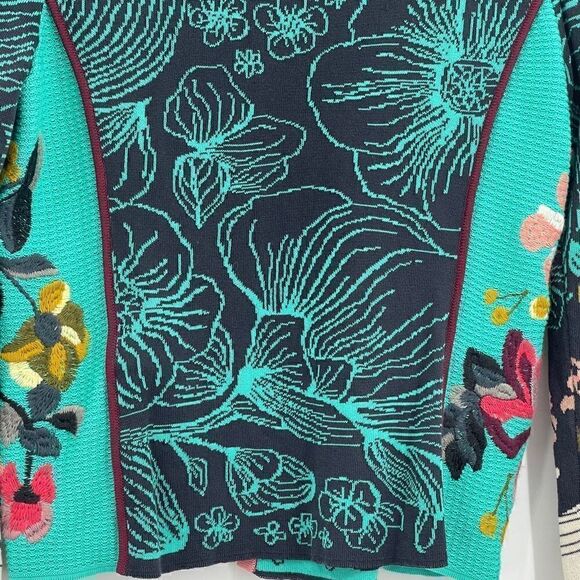 IVKO Anthracite Floral Embroidered Tight-Knit Cardigan Sweater Jacket Size 38 - Picture 9 of 9